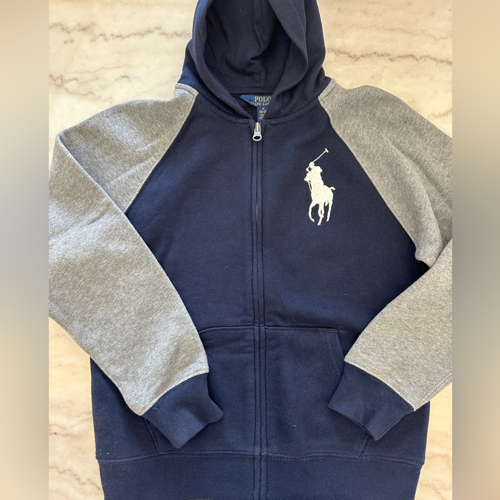 Polo by Ralph Lauren Kids Blue and Gray Zip-Up Hoodie
